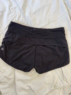 lululemon athletica Black Athletic Running Shorts with Back Zip Pocket